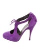 Brian Atwood Suede Printed T-Strap Pumps