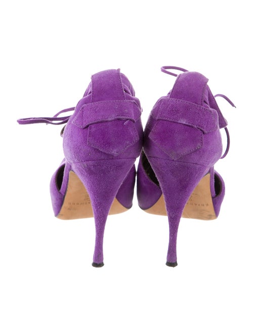 Brian Atwood Suede Printed T-Strap Pumps