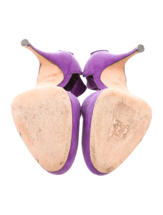 Brian Atwood Suede Printed T-Strap Pumps