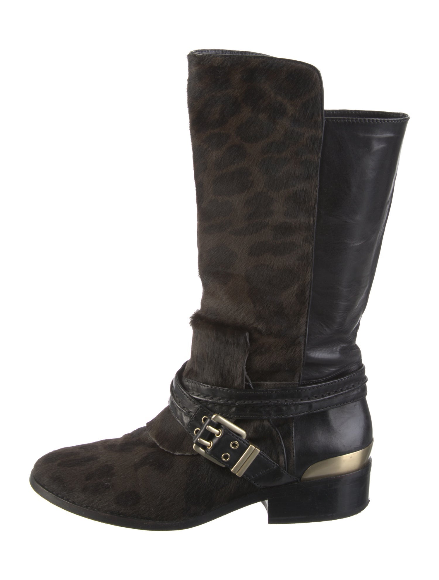 B Brian Atwood Calf Hair Moto Boots