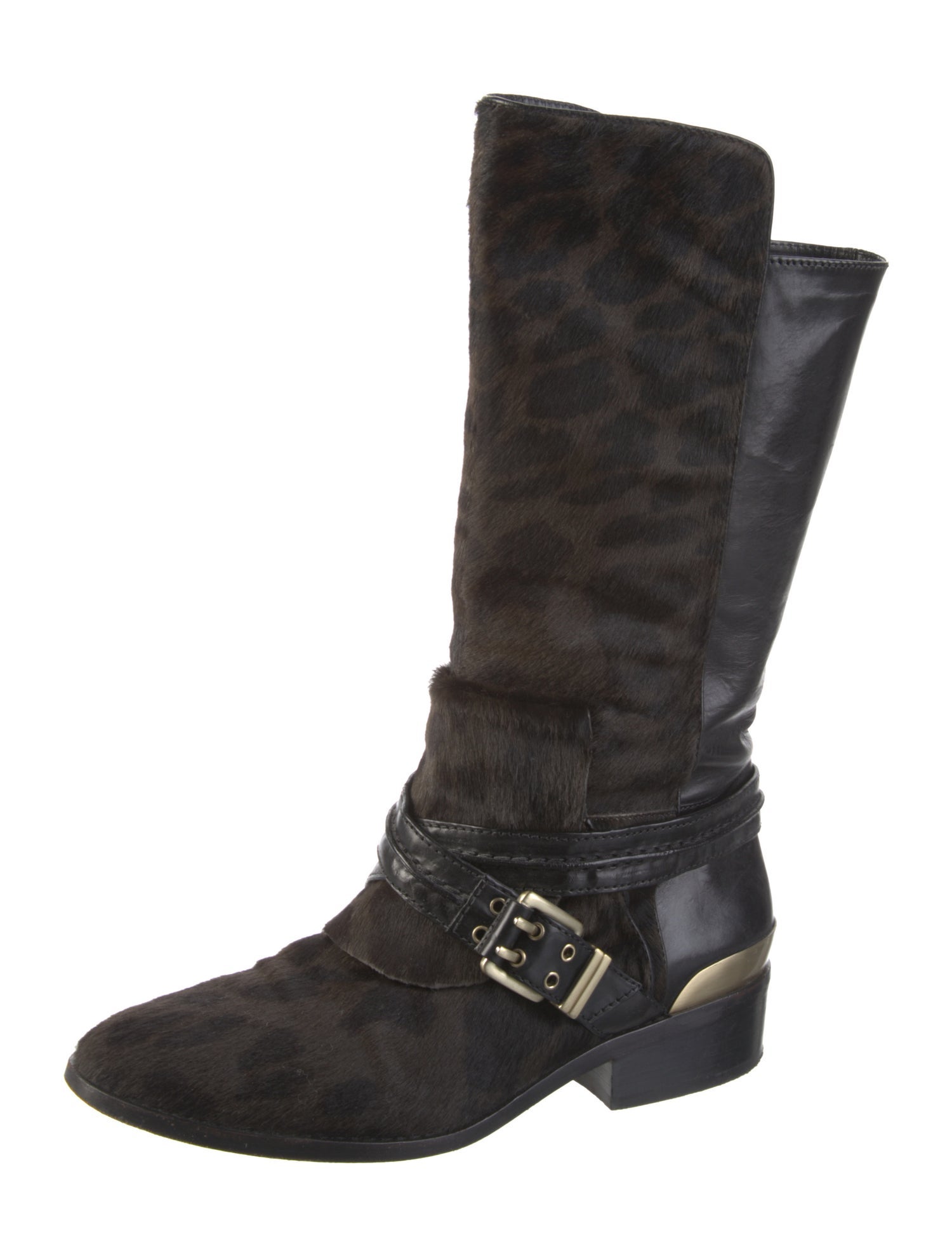B Brian Atwood Calf Hair Moto Boots