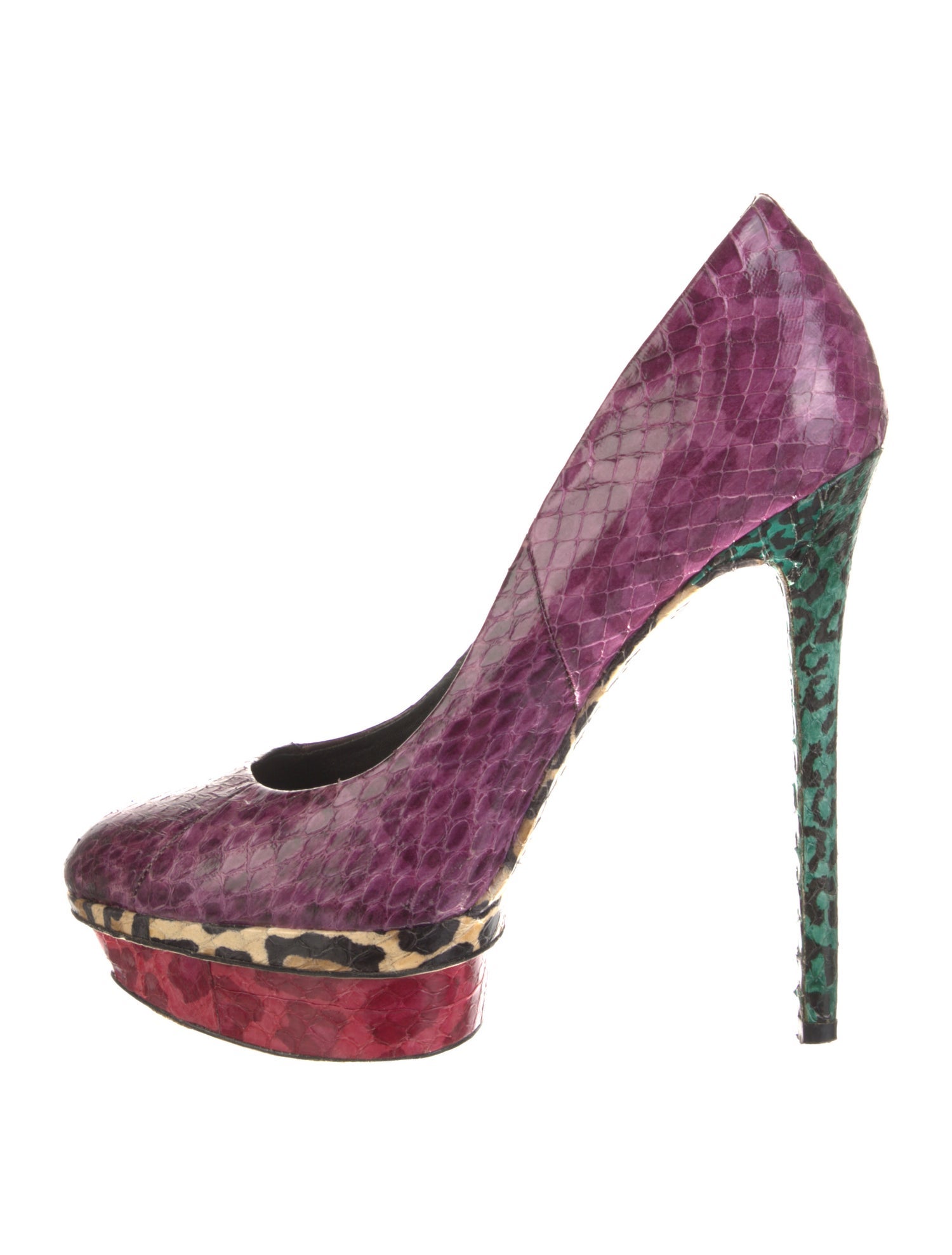Brian Atwood Leather Animal Print Pumps