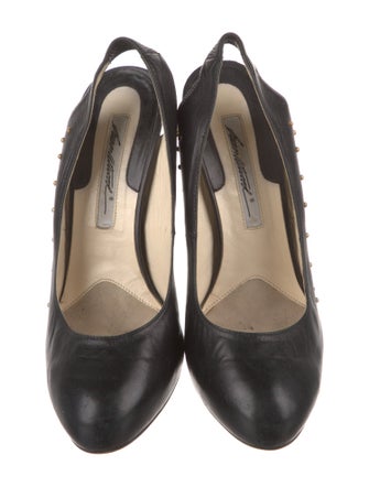 Brian Atwood Leather Studded Accents Slingback Pumps