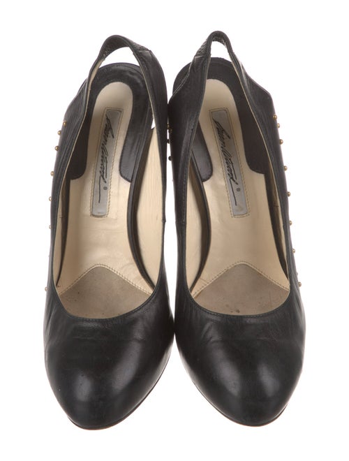 Brian Atwood Leather Studded Accents Slingback Pumps