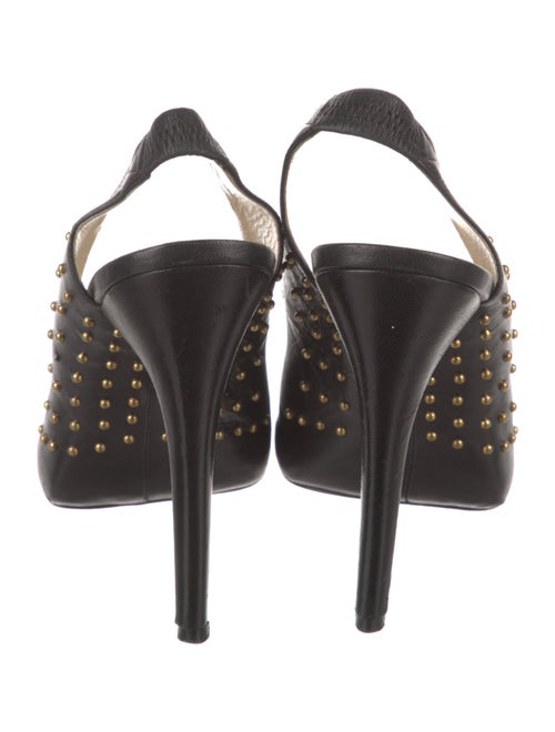 Brian Atwood Leather Studded Accents Slingback Pumps