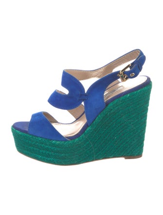 Brian Atwood Suede Grosgrain Trim Espadrilles