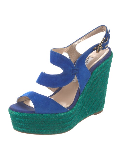 Brian Atwood Suede Grosgrain Trim Espadrilles