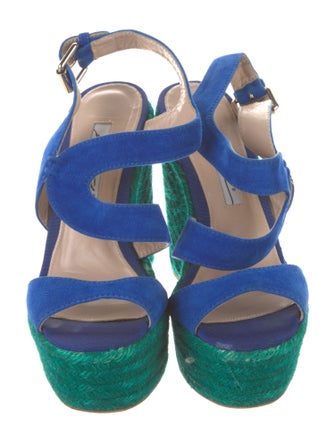 Brian Atwood Suede Grosgrain Trim Espadrilles