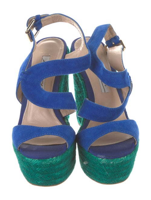Brian Atwood Suede Grosgrain Trim Espadrilles