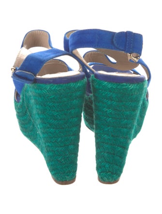 Brian Atwood Suede Grosgrain Trim Espadrilles