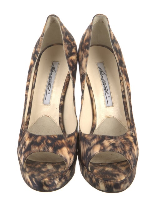 Brian Atwood Satin Animal Print Pumps