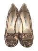 Brian Atwood Satin Animal Print Pumps