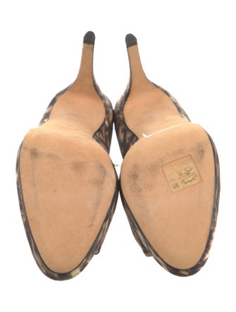 Brian Atwood Satin Animal Print Pumps