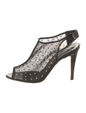 Brian Atwood Mesh Studded Accents T-Strap Pumps