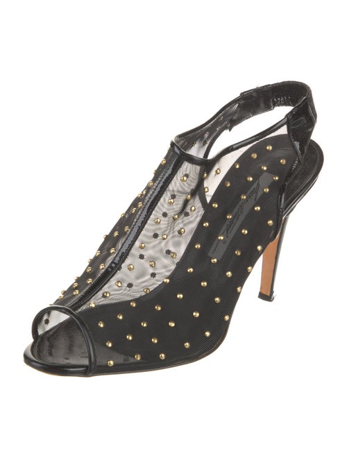 Brian Atwood Mesh Studded Accents T-Strap Pumps