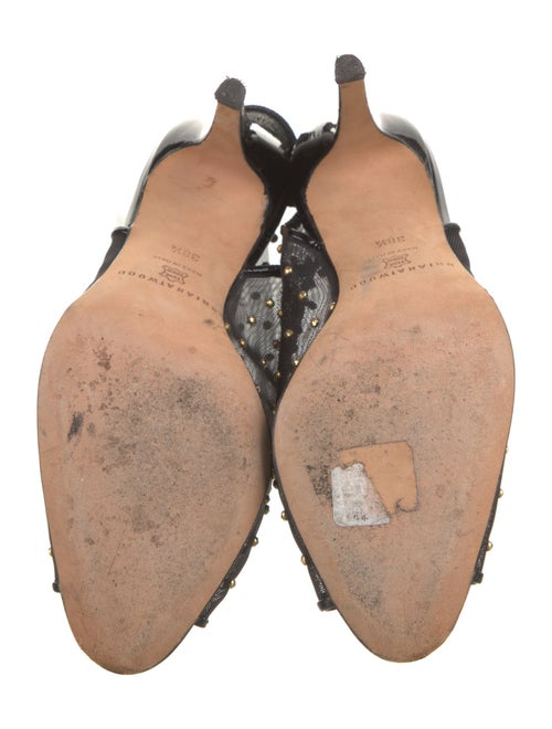 Brian Atwood Mesh Studded Accents T-Strap Pumps