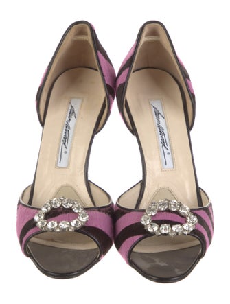 Brian Atwood Ponyhair Striped Sandals