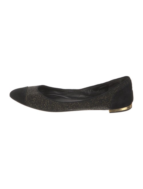 Brian Atwood Suede Glitter Accents Ballet Flats