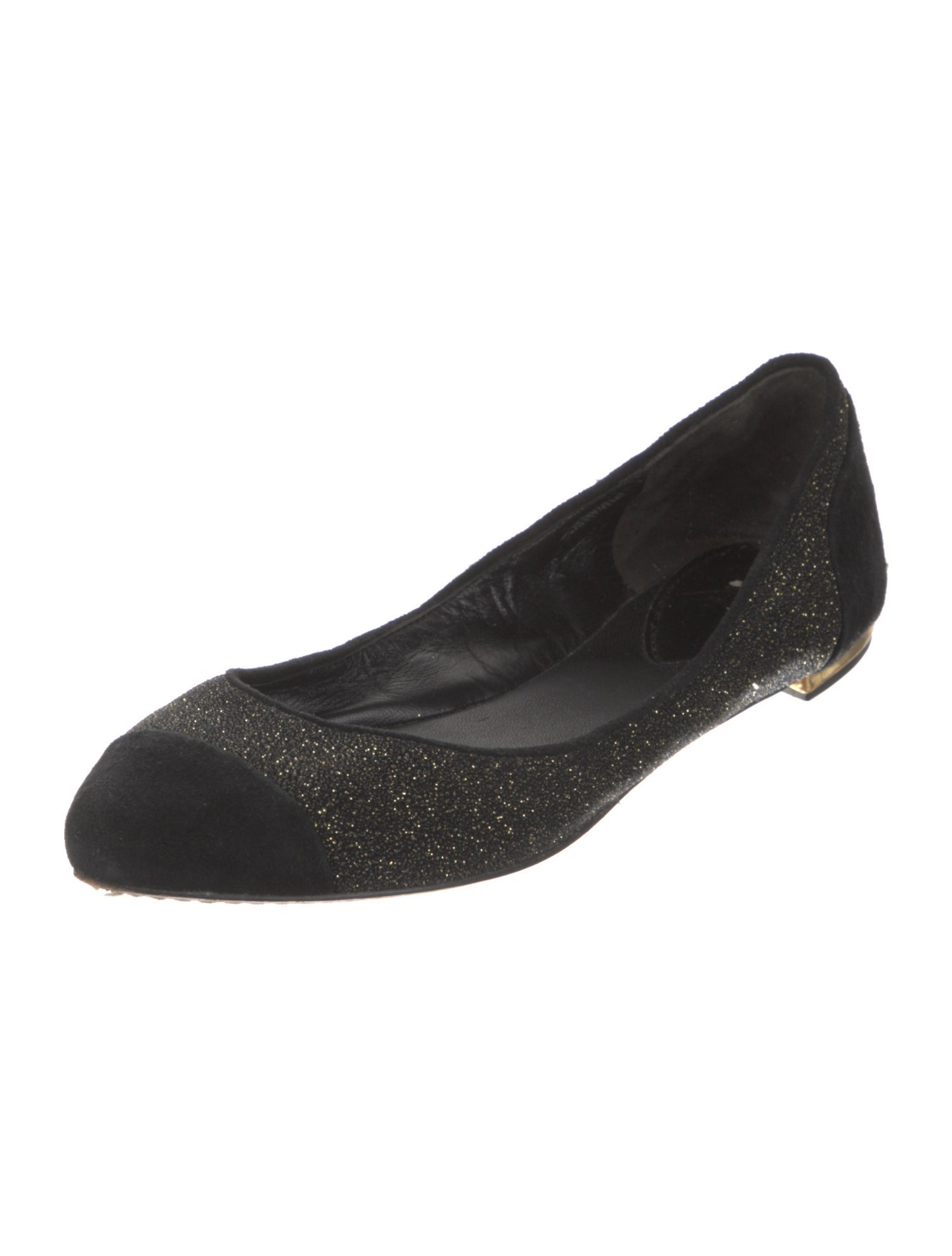 Brian Atwood Suede Glitter Accents Ballet Flats