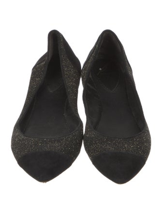 Brian Atwood Suede Glitter Accents Ballet Flats