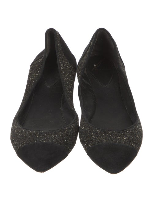 Brian Atwood Suede Glitter Accents Ballet Flats