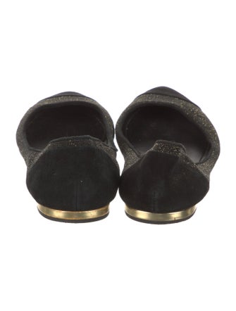 Brian Atwood Suede Glitter Accents Ballet Flats