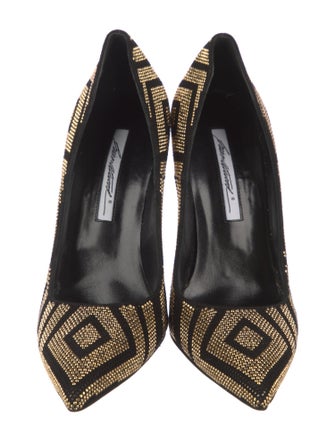Brian Atwood Suede Studded Accents Pumps