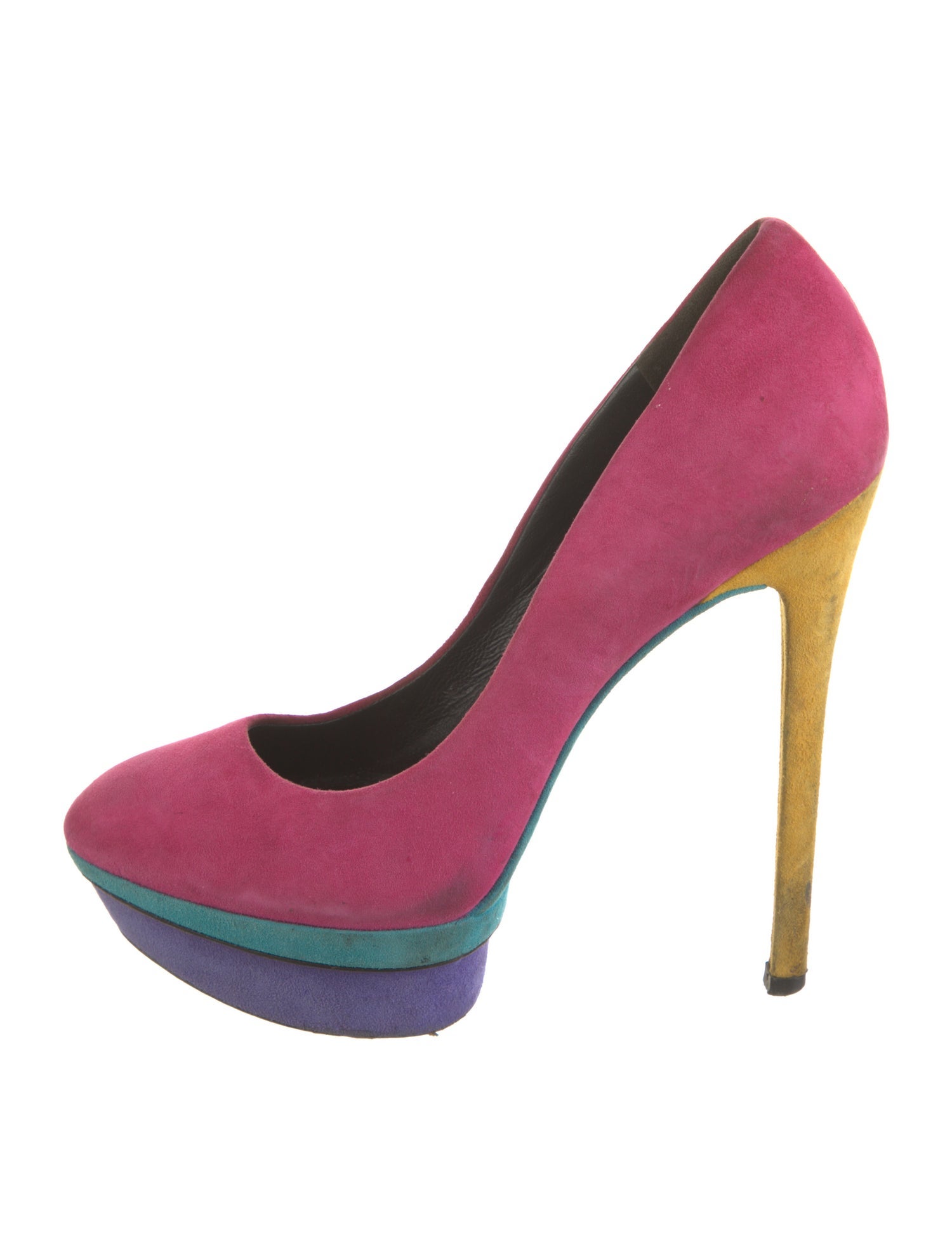 Brian Atwood Suede Colorblock Pattern Pumps