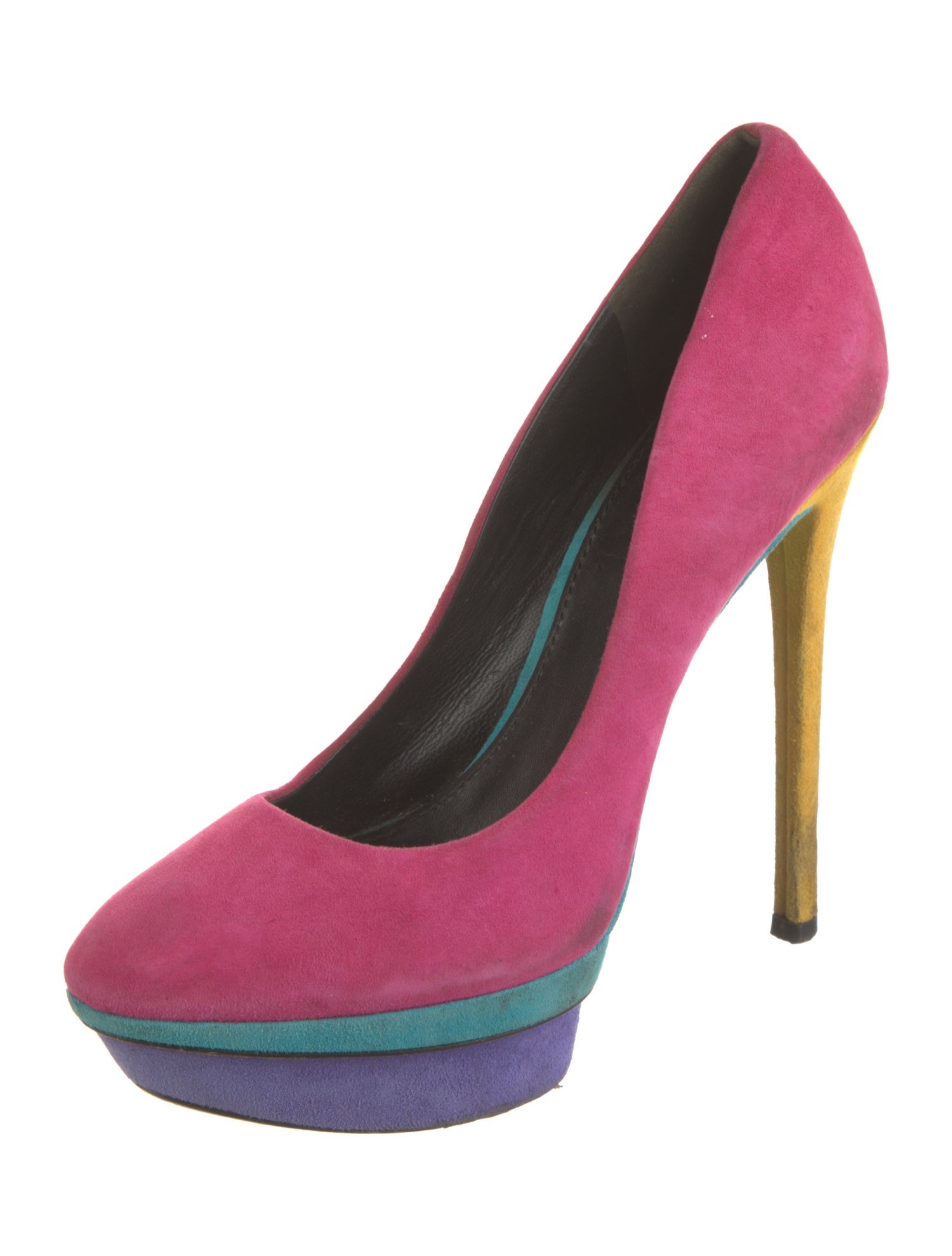 Brian Atwood Suede Colorblock Pattern Pumps