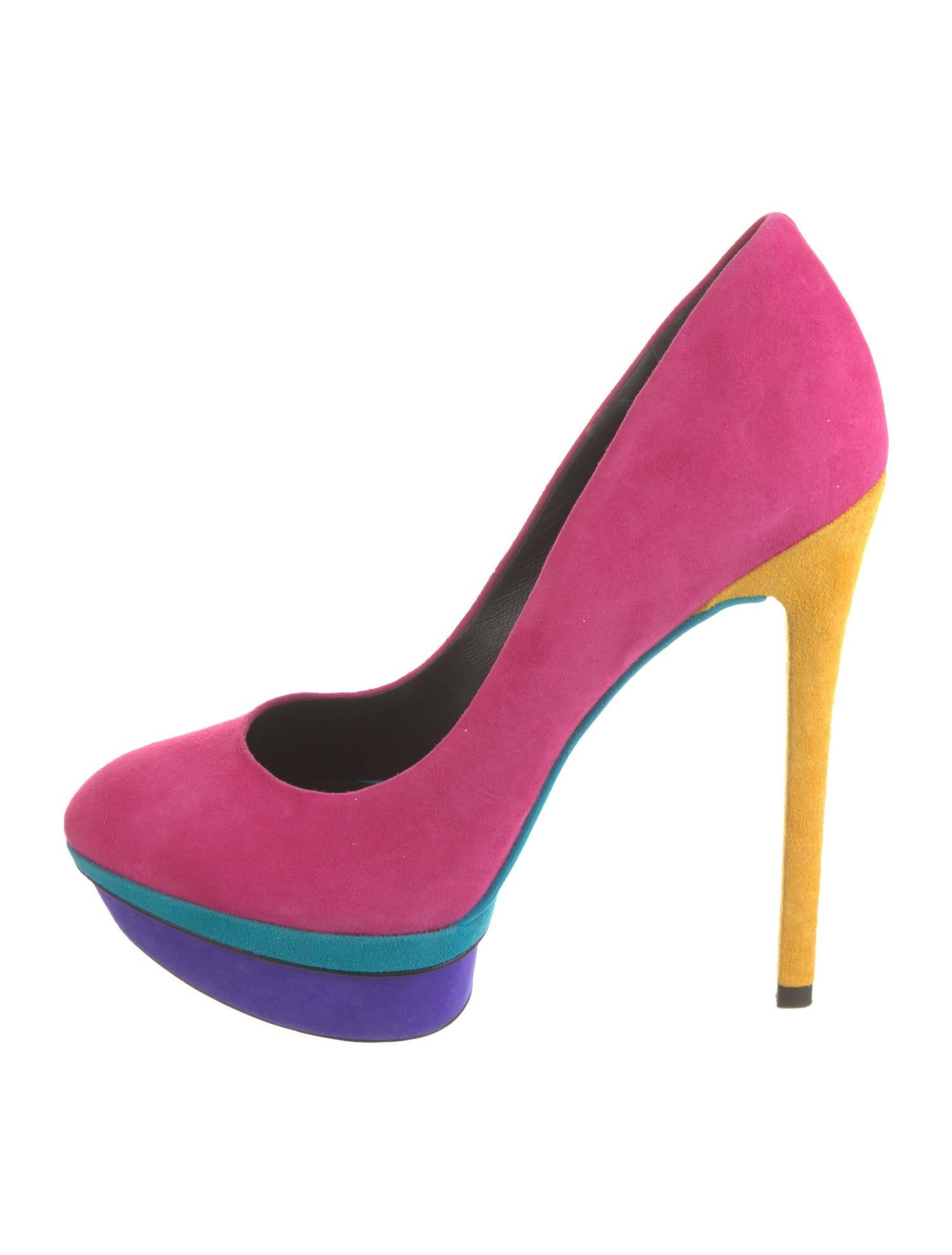 Brian Atwood Suede Colorblock Pattern Pumps