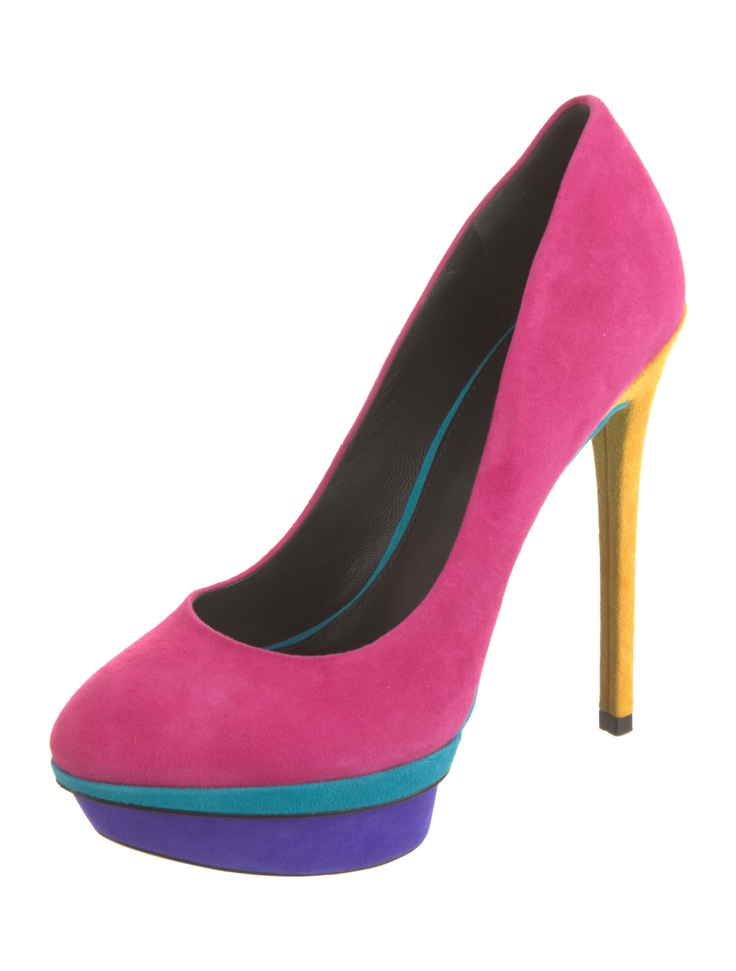Brian Atwood Suede Colorblock Pattern Pumps