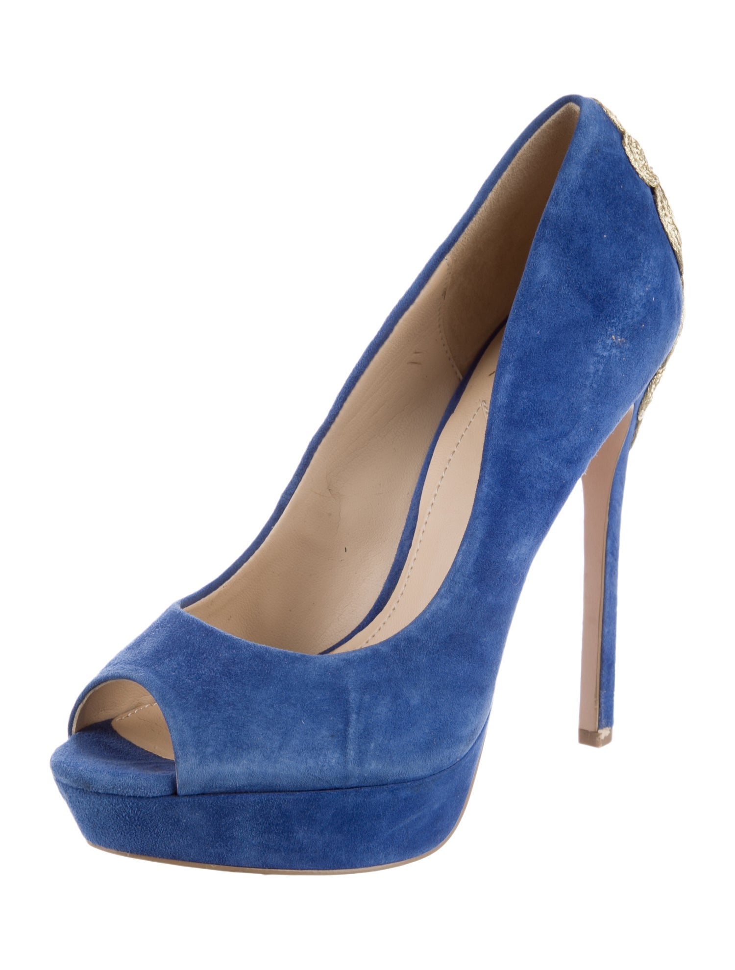 Brian Atwood Suede Embroidered Accent Pumps