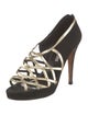 Brian Atwood Suede Colorblock Pattern T-Strap Pumps