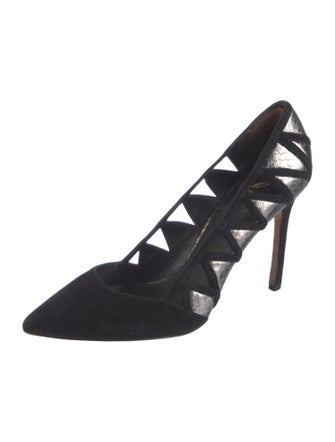Brian Atwood Suede Cutout Accent Pumps