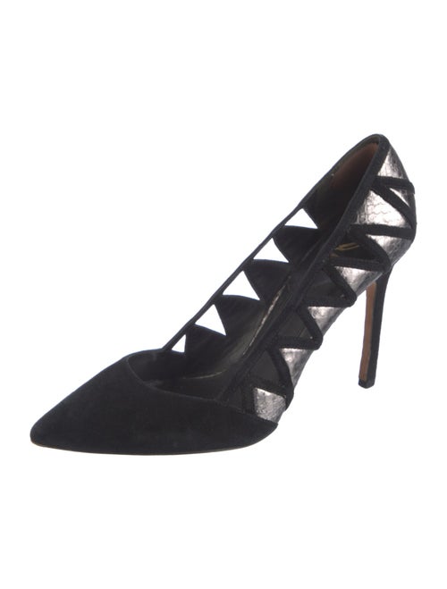 Brian Atwood Suede Cutout Accent Pumps