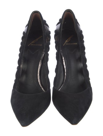 Brian Atwood Suede Cutout Accent Pumps