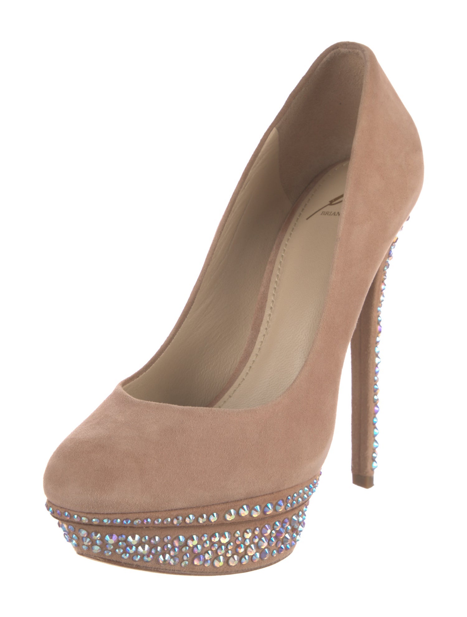 Brian Atwood Suede Crystal Embellishments Pumps