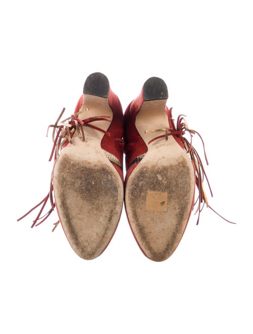 Brian Atwood Suede Fringe Trim Accent Boots