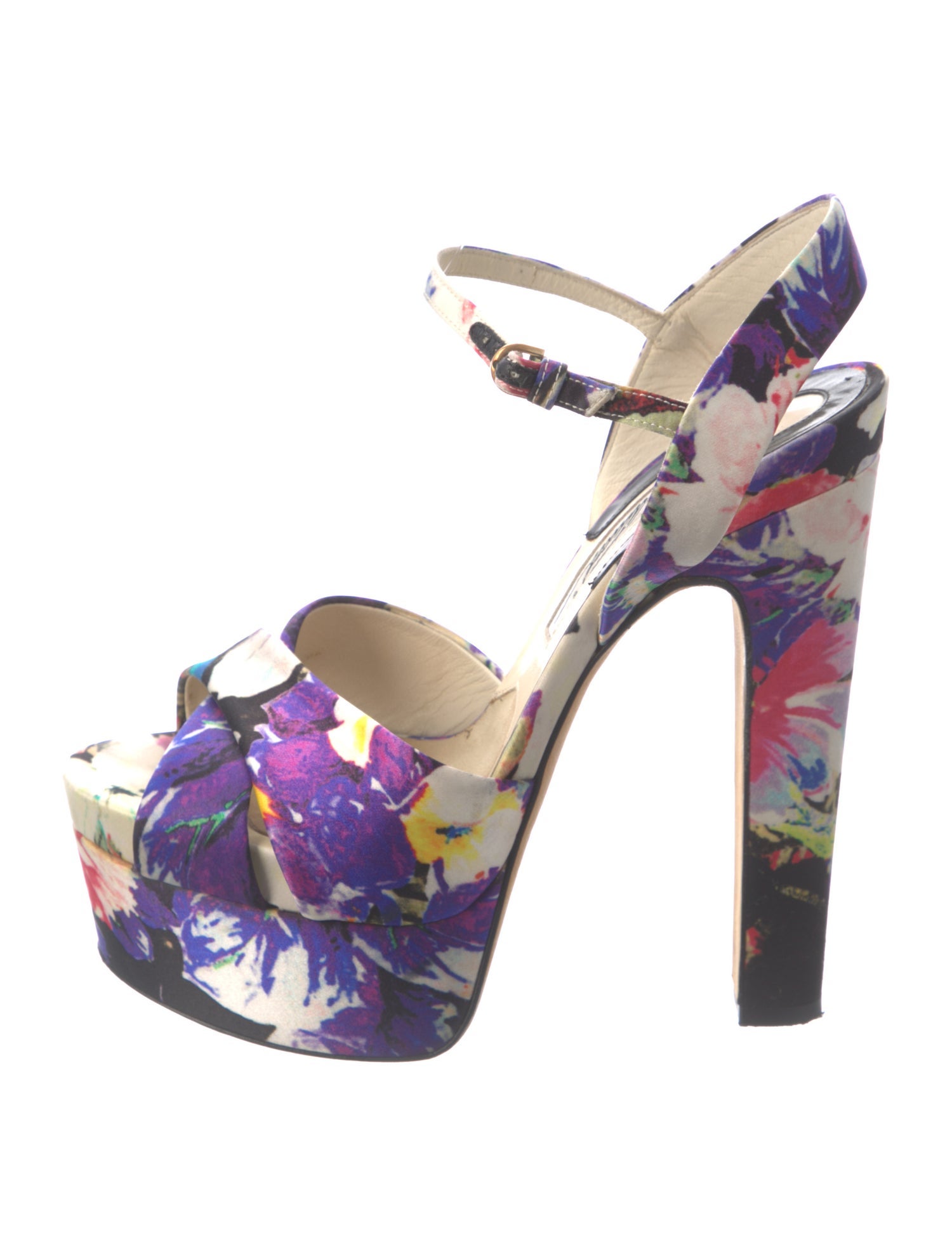 Brian Atwood Satin Printed Slingback Sandals