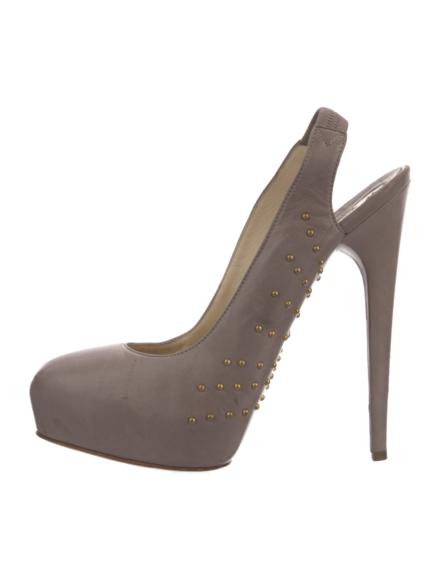 Brian Atwood Leather Studded Accents Slingback Pumps