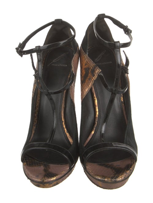 Brian Atwood Embossed Leather Animal Print T-Strap Pumps