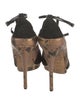 Brian Atwood Embossed Leather Animal Print T-Strap Pumps