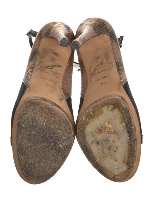 Brian Atwood Embossed Leather Animal Print T-Strap Pumps