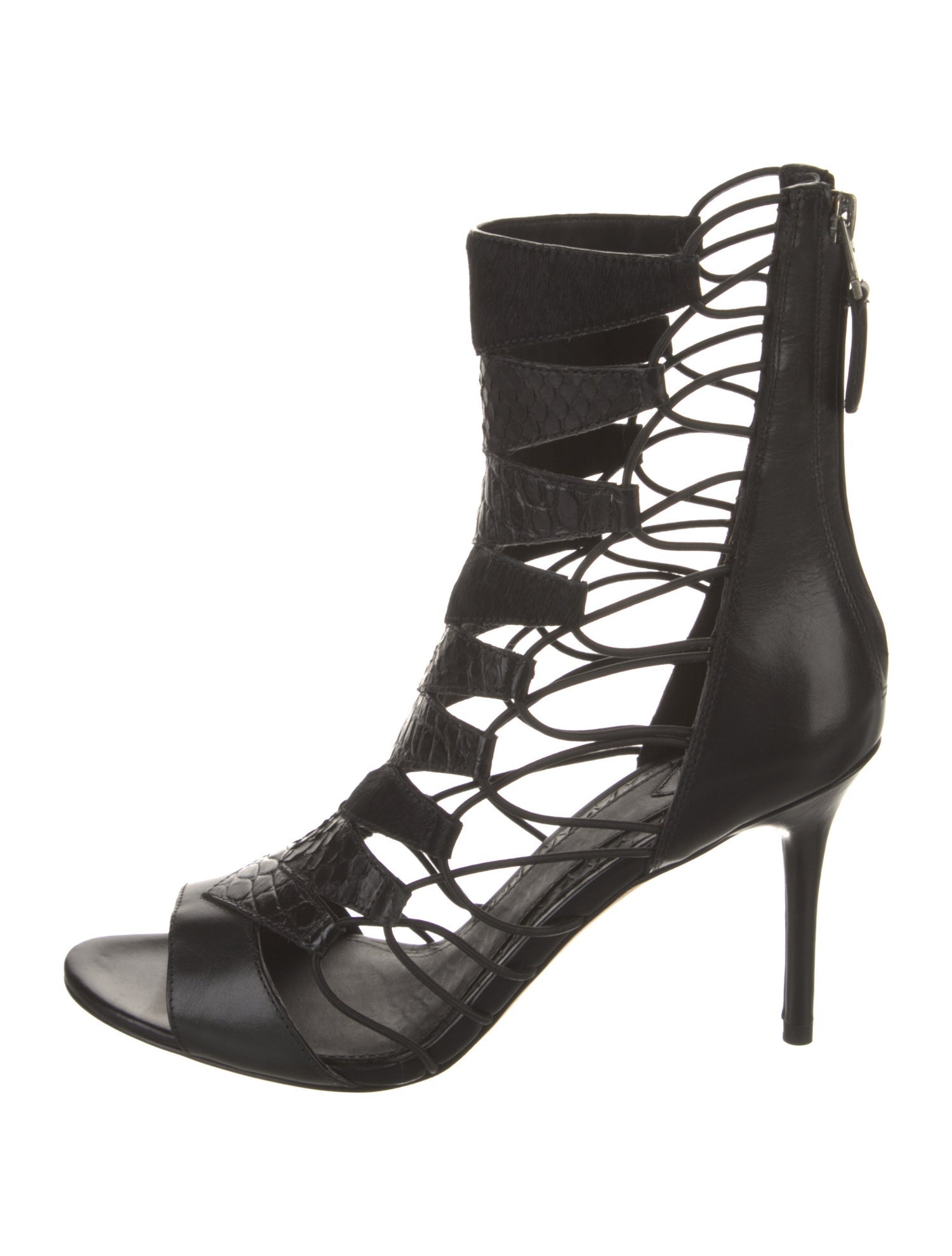 Brian Atwood Leather Cutout Accent Gladiator Sandals