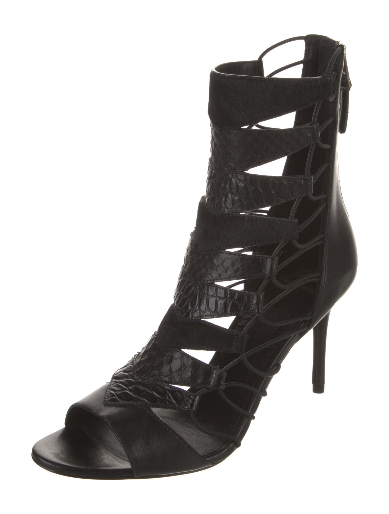 Brian Atwood Leather Cutout Accent Gladiator Sandals