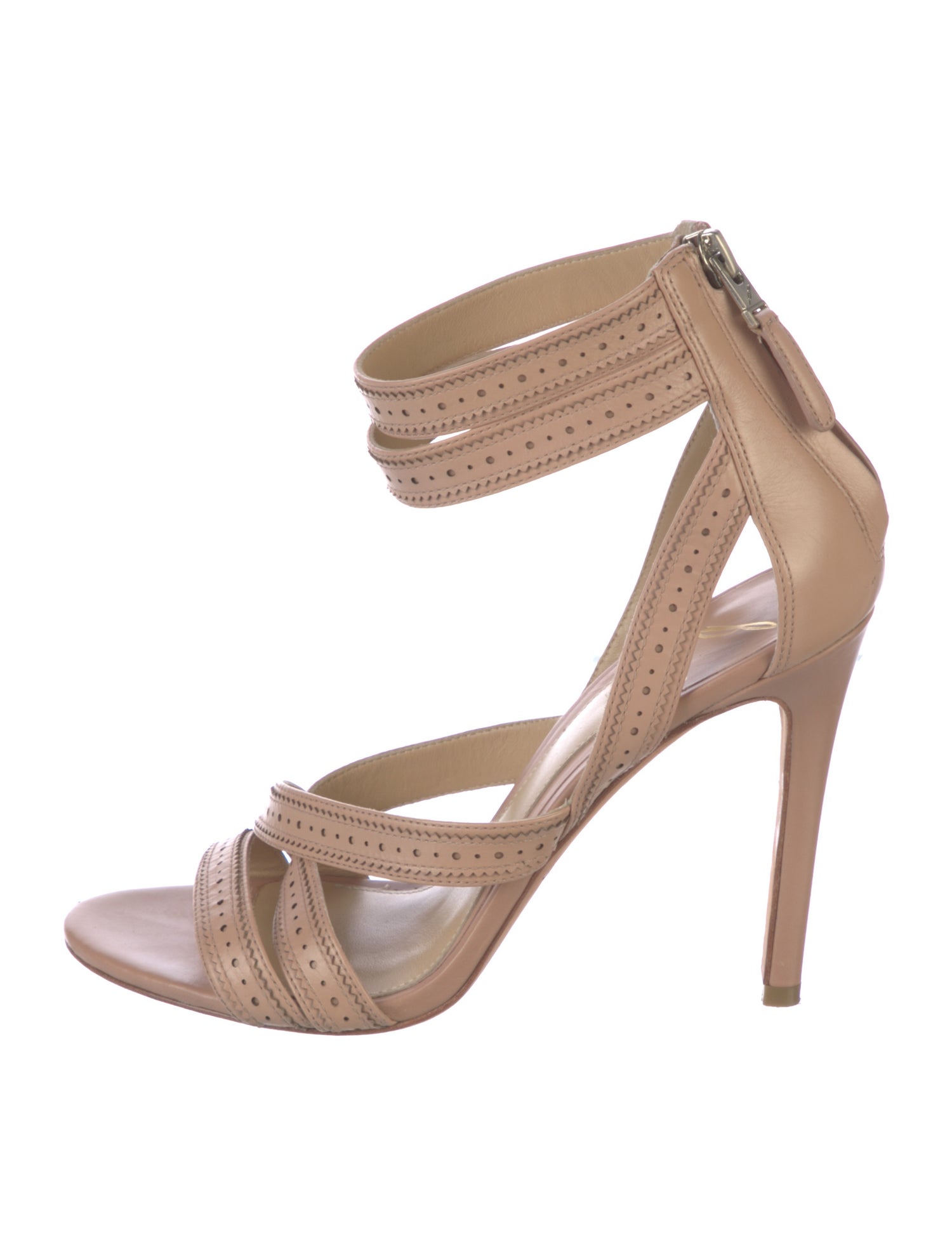 Brian Atwood Leather Eyelet Trim Slingback Sandals