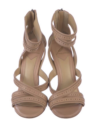 Brian Atwood Leather Eyelet Trim Slingback Sandals