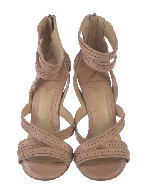 Brian Atwood Leather Eyelet Trim Slingback Sandals