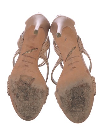 Brian Atwood Leather Eyelet Trim Slingback Sandals