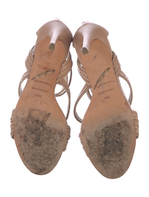 Brian Atwood Leather Eyelet Trim Slingback Sandals